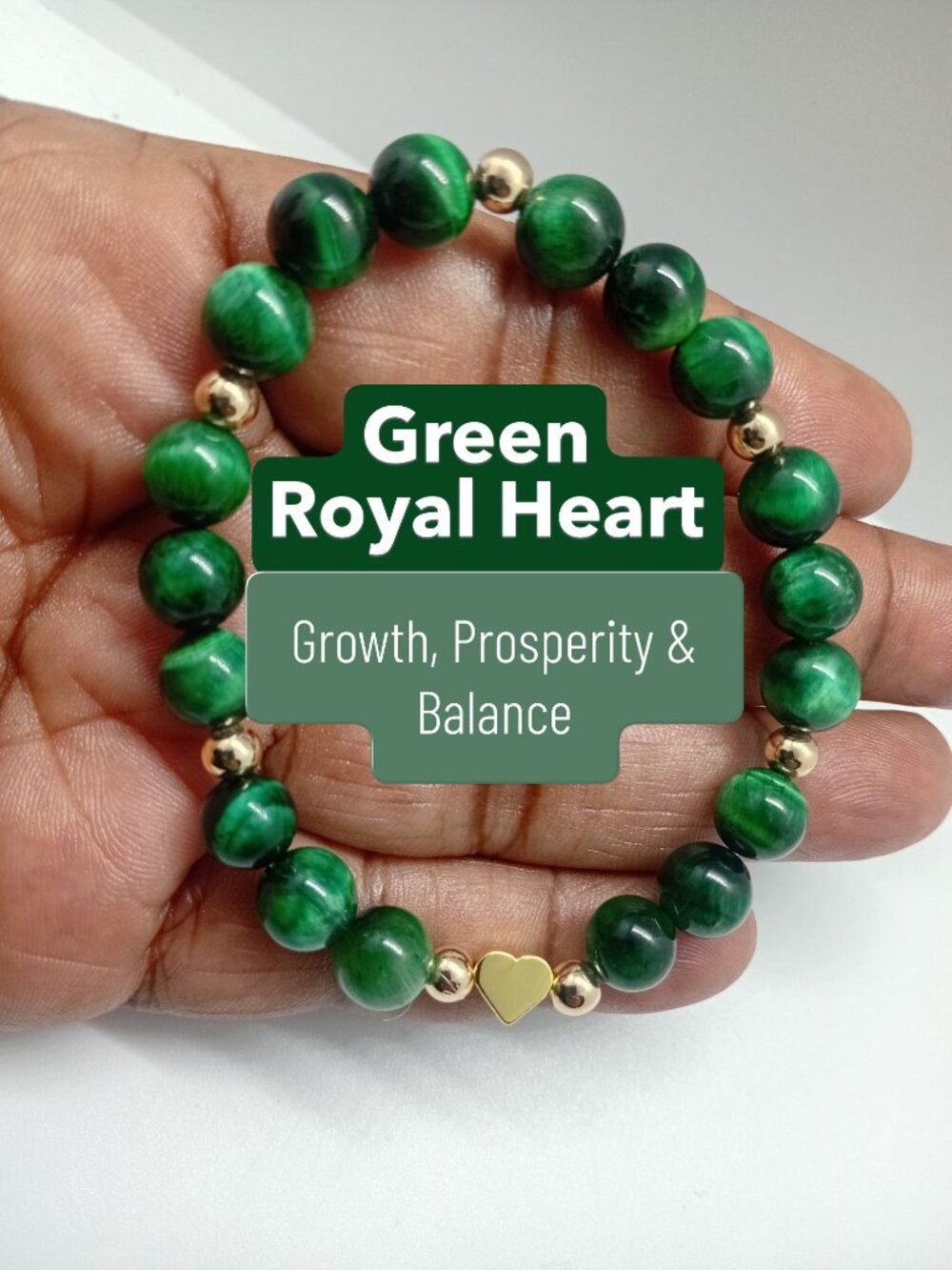 Green Tiger’s Eye & 14K Gold Filled Bracelet Wealth, Growth & Protection Energy